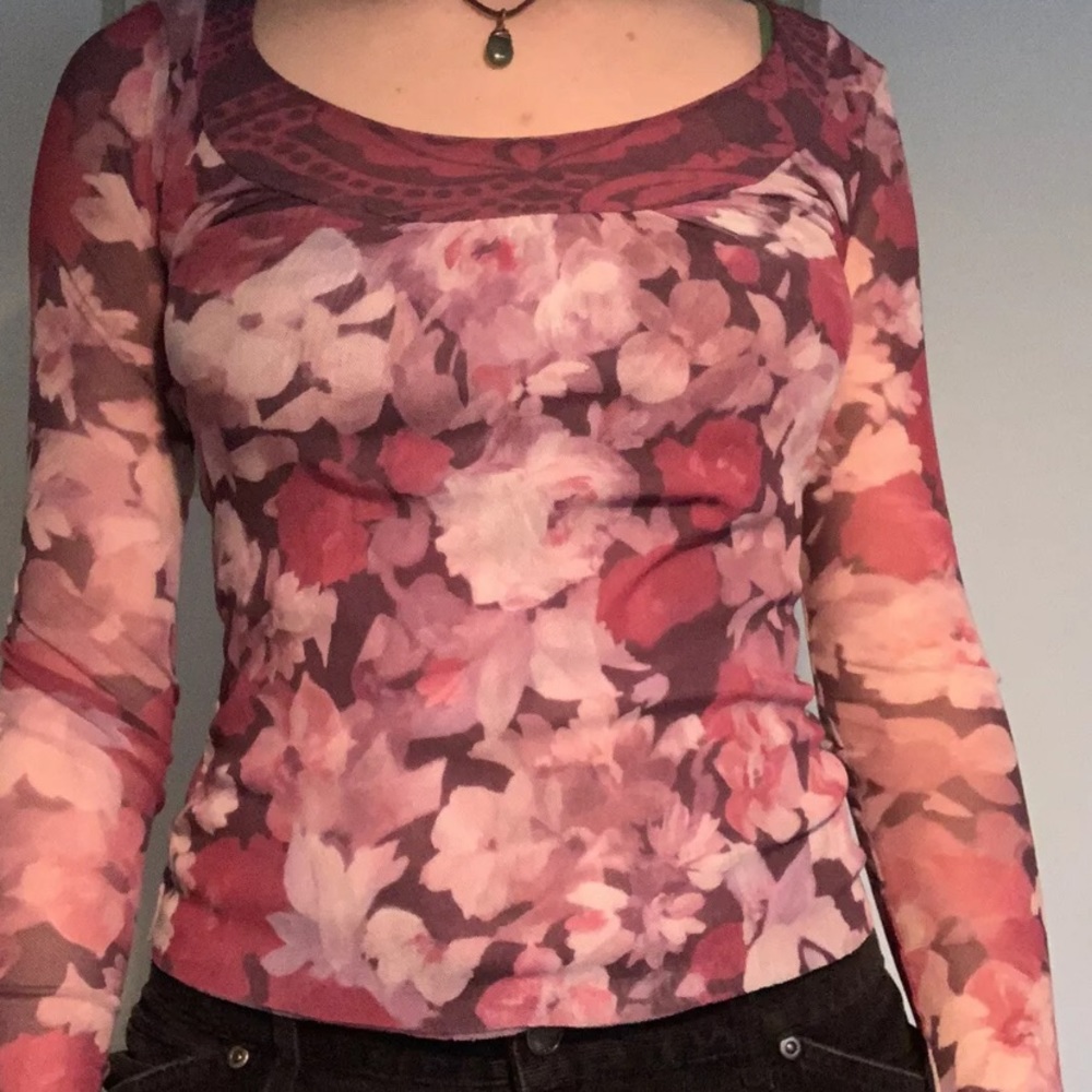 Vintage Floral Goth Longsleeve Medium Fairy Shirt